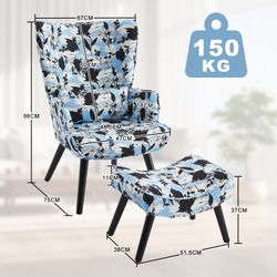 HomeMiYN Ohrensessel Relaxsessel mit Hocker Patchwork günstig online kaufen