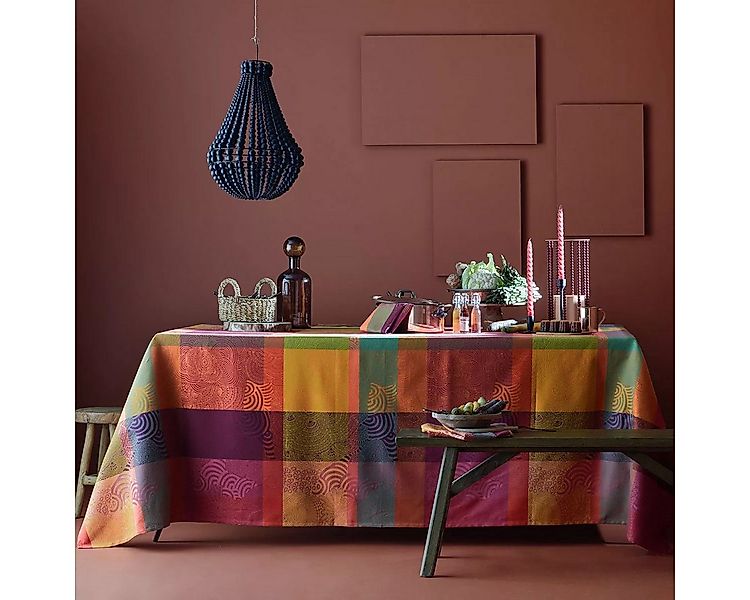Garnier Thiebaut Tischdecke Mille Rainures Flamboyant - Baumwolle günstig online kaufen