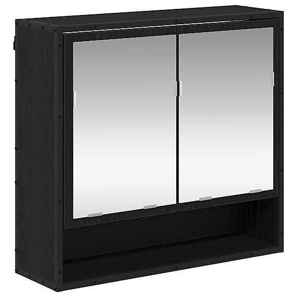 vidaXL Badezimmerspiegelschrank Badezimmer-Spiegelschrank Schwarz Eichen-Op günstig online kaufen