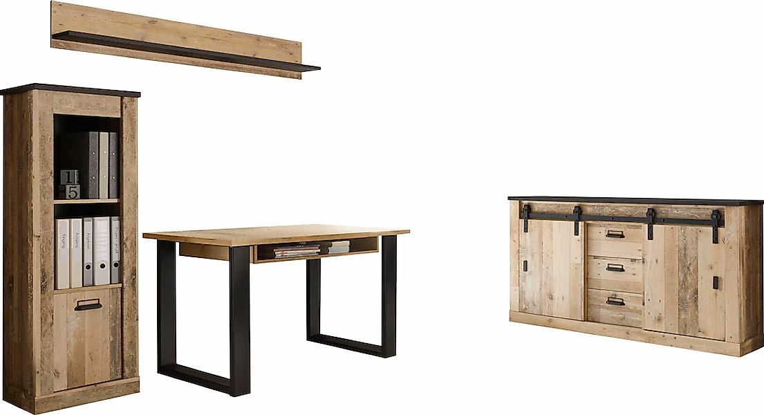 Home affaire Schrank-Set "SHERWOOD" 4 Stk. tlg. Büromöbel Set in Holz Dekor günstig online kaufen