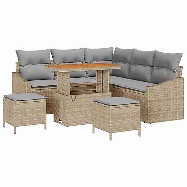 vidaXL Gartensofa-Set mit Kissen mit Speicher 8 Stk Beige Poly Rattan 33646 günstig online kaufen
