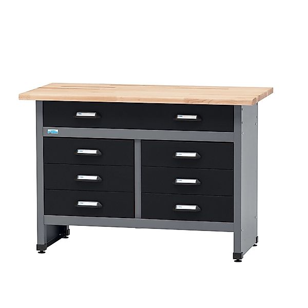 Küpper Werkbank mit 7 Schubladen 84 x 120 x 60 cm Schwarz-Hellgrau günstig online kaufen