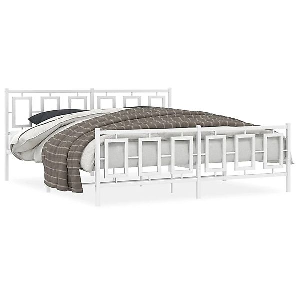 vidaXL Bettgestell mit Kopf- und Fußteil Metall Weiß 183x213 cm 374313 günstig online kaufen