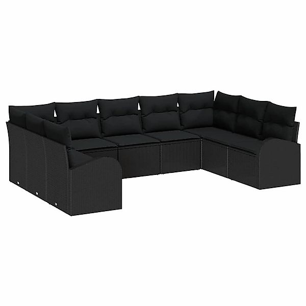vidaXL Garten-Sofa-Set 9-Tlg Schwarz Poly Rattan 3346203 günstig online kaufen