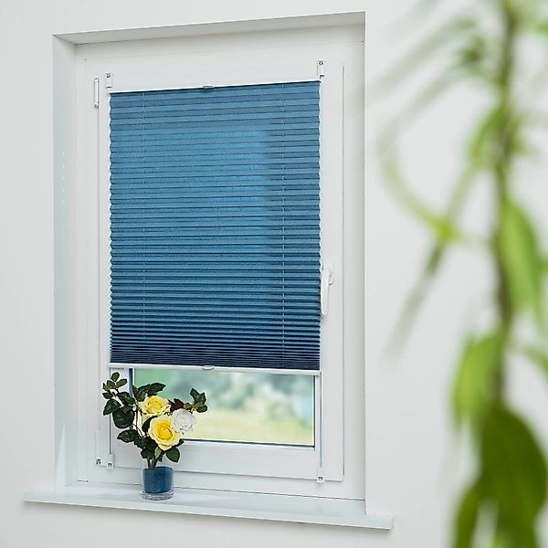 Liedeco Plissee Jeansblue, Lichtschutz, ohne Bohren, günstig online kaufen