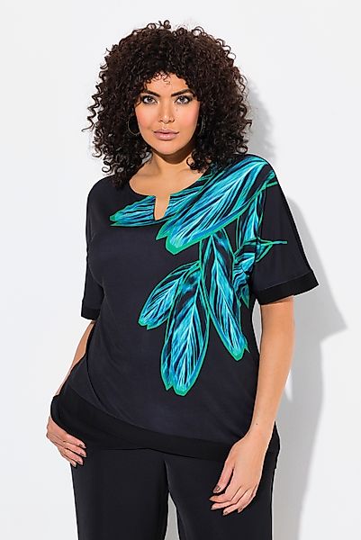 Ulla Popken T-Shirt T-Shirt Blätter Oversized günstig online kaufen