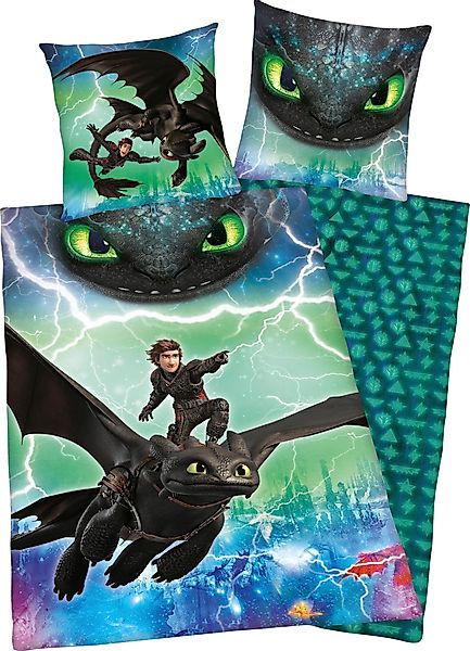 Kinderbettwäsche "Dragons Abenteuer" 2 Stk. tlg. mit Glow in the Dark Effek günstig online kaufen
