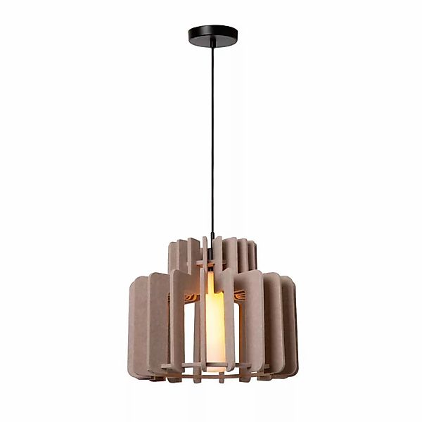 Pendelleuchte Rollo in Taupe und Weiß E27 400mm günstig online kaufen