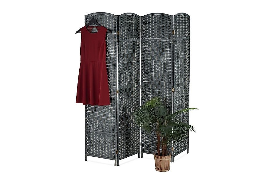 relaxdays Paravent 4 teilig grau günstig online kaufen