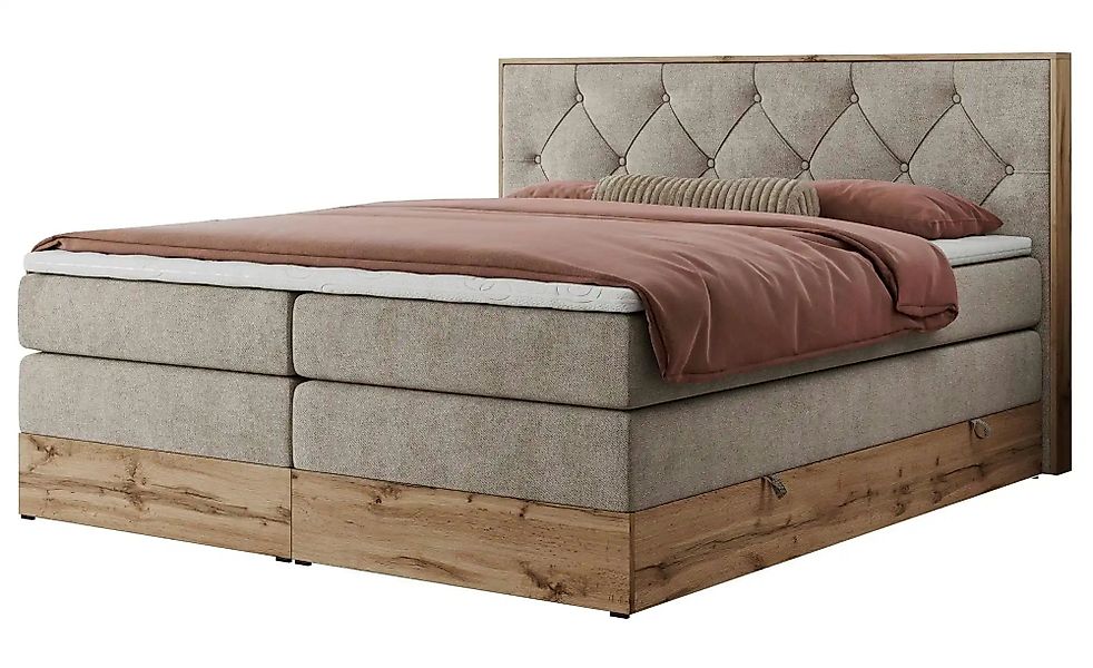 Boxspringbett mit Bettkasten Veneto King ¦ beige ¦ Maße (cm): B: 148 H: 115 günstig online kaufen