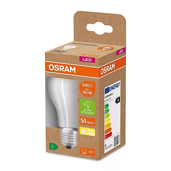 Osram LED-Leuchtmittel E27 Glühlampenform 3,8 W 806 lm Matt Warmweiß 10,5 x günstig online kaufen