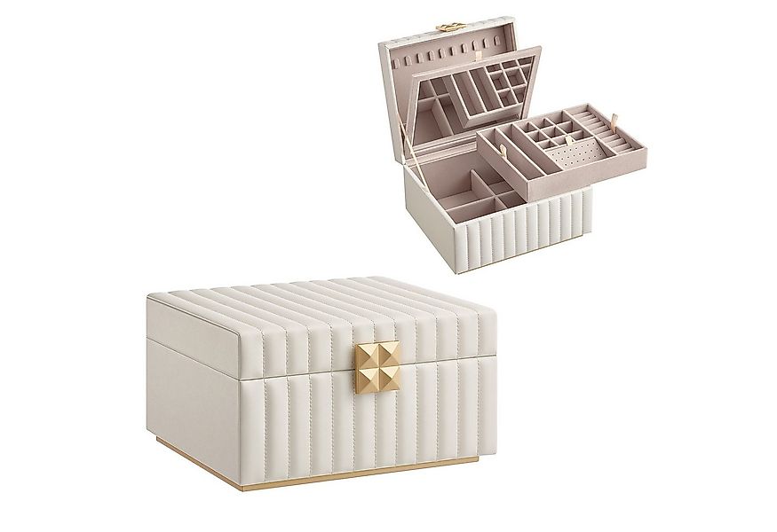 SONGMICS HOME Schmuckkasten Schmuckbox Schmuckaufbewahrung, 2 Ebenen, mit S günstig online kaufen