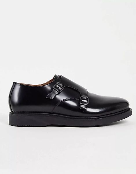 H by Hudson – Calverson – Monk-Schuhe aus schwarzem Wildleder günstig online kaufen