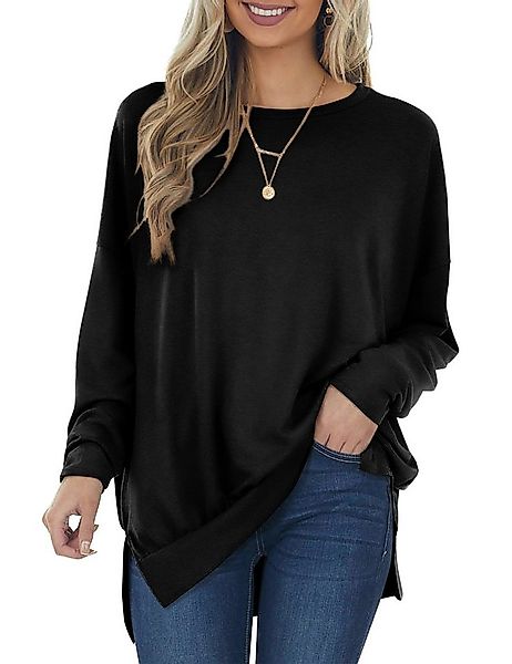 Beluring Sweatshirt Damen Sweatshirt mit Rundhals & Seitenschlitzen, Longsl günstig online kaufen