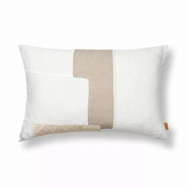 Kissen Part Rectangular textil weiß beige / 60 x 40 cm - Baumwoll- & Leinen günstig online kaufen