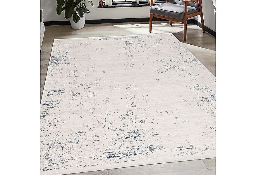 TeppichHome24 Teppich Glänzender Wohnzimmer Teppich in blau-weiß, rechtecki günstig online kaufen