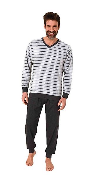 Normann Pyjama Normann Herren langarm Pyjama mit Bündchen in edler Streifen günstig online kaufen