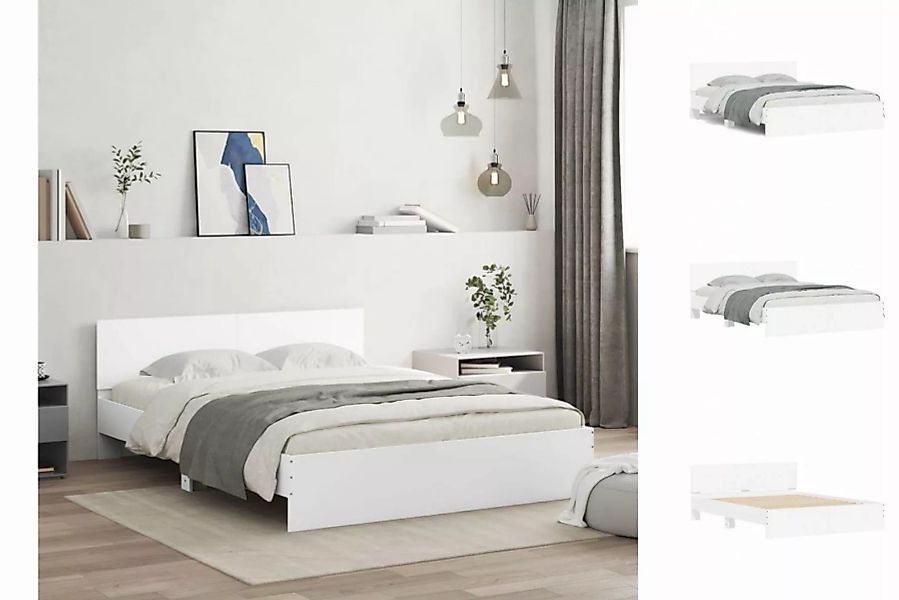 vidaXL Bettgestell Bettgestell mit Kopfteil Weiß 140x200 cm Bett Bettgestel günstig online kaufen