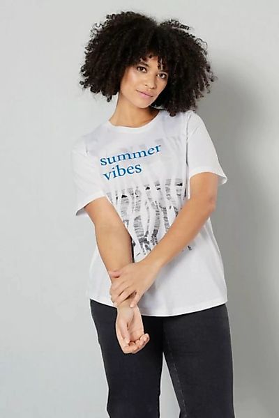 Sara Lindholm Rundhalsshirt T-Shirt Classic Fit Print mit Schrift Rundhals günstig online kaufen