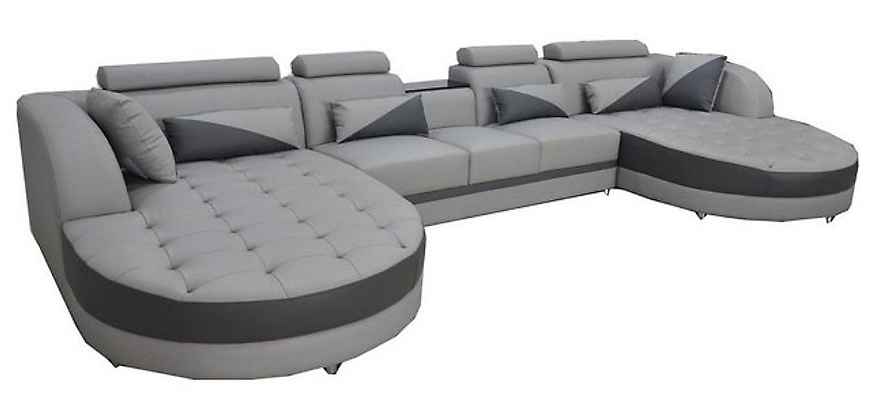 JVmoebel Ecksofa Wohnlandschaft Bettfunktion Graue Ecksofa U-Form Couch Des günstig online kaufen