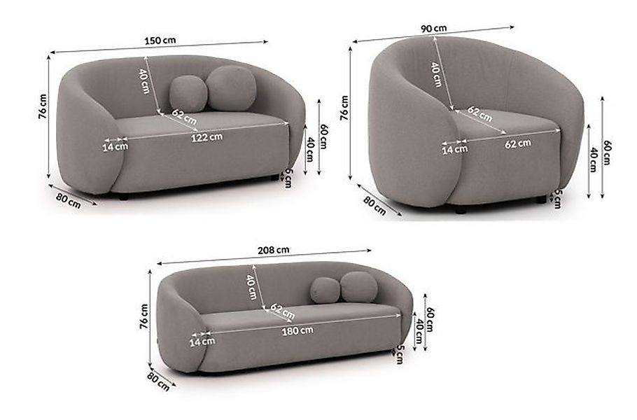 S-Style Möbel Polstergarnitur 3+2+1 Roundi, Bouclé, Luxus & Moderne Kollekt günstig online kaufen