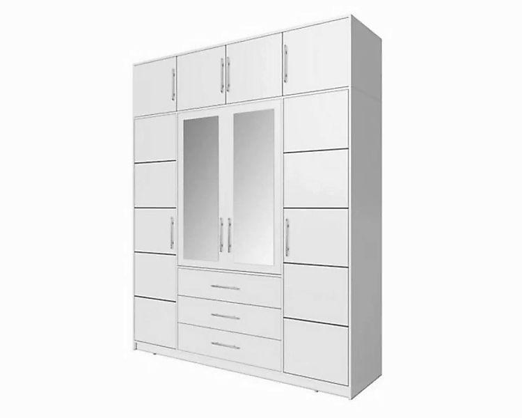 Deine Möbel 24 Kleiderschrank LABOO Drehtürenschrank 150 200 240 cm Weiss m günstig online kaufen