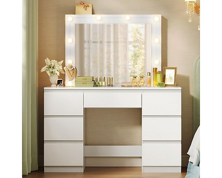 Woltu Schminktisch (1-St), mit Spiegel und LED-Beleuchtung, 7 Schubladen günstig online kaufen