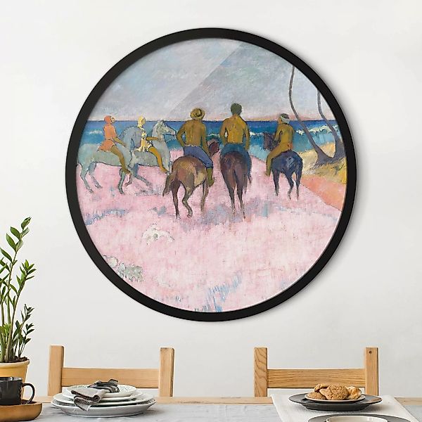 Rundes Gerahmtes Bild Paul Gauguin - Reiter am Strand günstig online kaufen