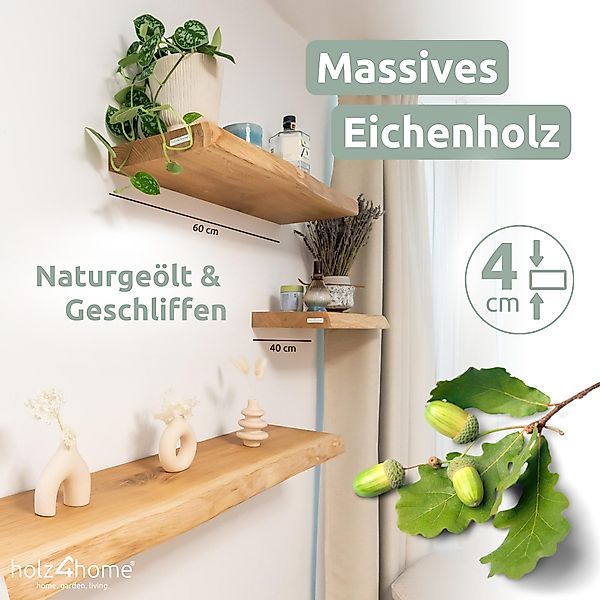 holz4home® Wandregal aus Massivholz Eiche Natur günstig online kaufen