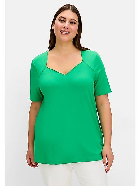 Sheego T-Shirt Große Größen mit herzförmigem Ausschnitt günstig online kaufen