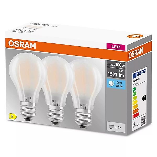 OSRAM LED-Lampe E27 Base CL A 11W 4.000K matt 3er günstig online kaufen