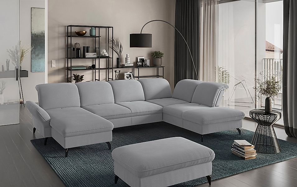 sit&more Wohnlandschaft »Leandro U-Form« Wahlweise mit Bett-, Kopfteil - un günstig online kaufen
