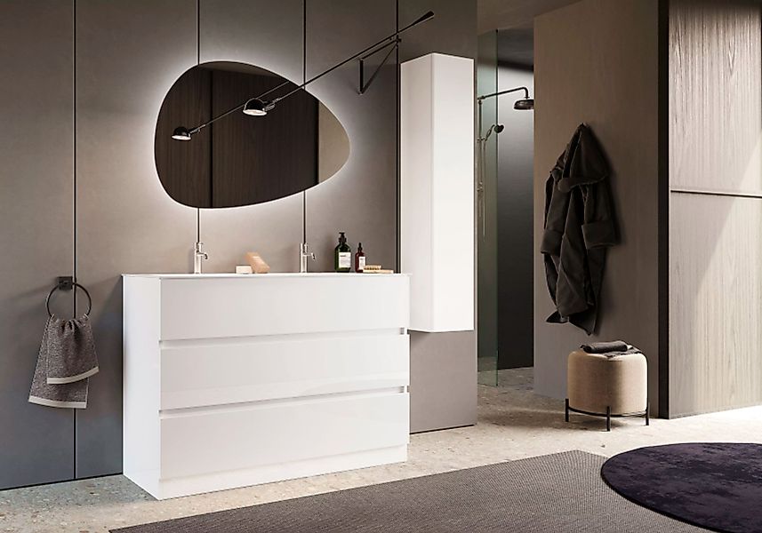 welltime Badspiegel "Stone", asymmetrisch, Breite 101 cm, Höhe 67 cm, mit L günstig online kaufen