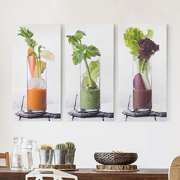 3-teiliges Leinwandbild Küche - Hochformat Gemüsesmoothie günstig online kaufen