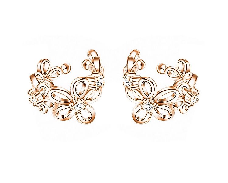 LÖB Ohrklemme 18K Roségold Vergoldet Ohrklemmen Blumen Zirkonia Ear Cuff Oh günstig online kaufen