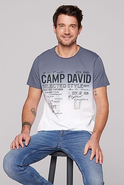 CAMP DAVID Rundhalsshirt mit offener Kante günstig online kaufen