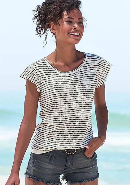 Vivance Rundhalsshirt mit Streifenstruktur aus leichter günstig online kaufen