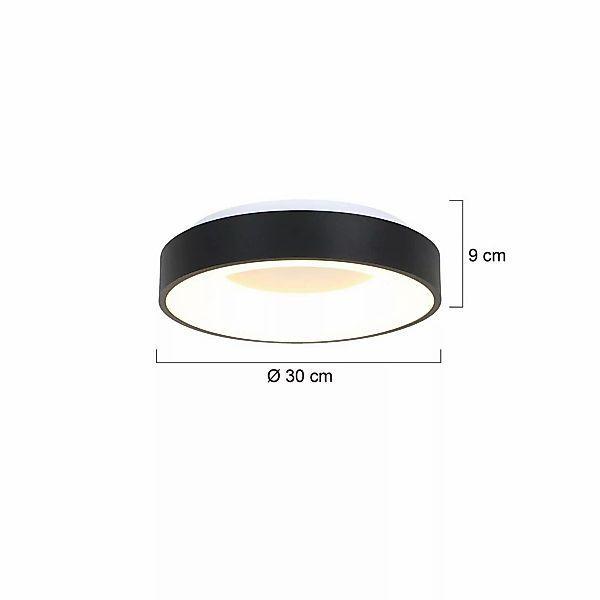 LED-Deckenleuchte Ringlede 2.700 K Ø 30 cm schwarz günstig online kaufen