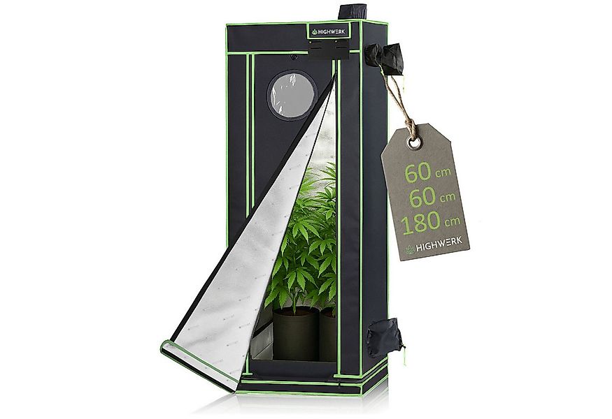 HIGHWERK Gewächshaus Growzelt 60 x 60 x 180 cm, Indoor Grow tent, schwarz g günstig online kaufen