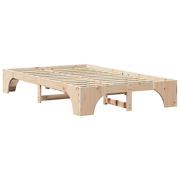 vidaXL Bett Bettgestell Natürlich Massivholz Kiefer 135 x 190 cm Langlebig günstig online kaufen