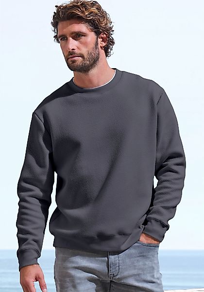 John Devin Sweatshirt, Langarm, Pullover mit Struktur, Rundhals, Baumwollmi günstig online kaufen