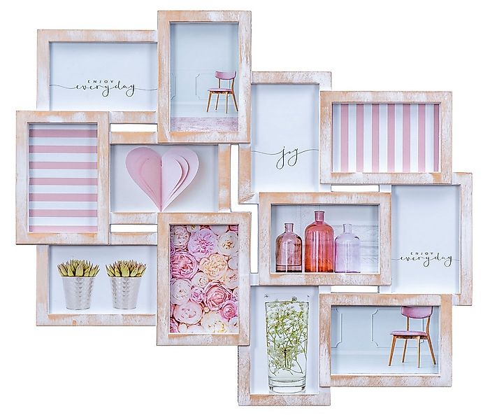 Levandeo® Bilderrahmen Collage, Bilderrahmen Collage 12 Fotos 10x15 Weiß Go günstig online kaufen