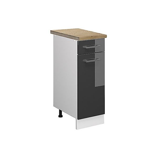 Vicco Küchenunterschrank R-Line Anthrazit Hochglanz/Weiß 30 cm AP Eiche günstig online kaufen