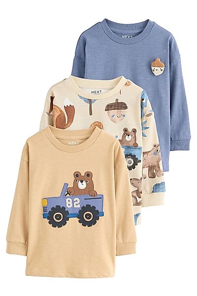 Next Langarmshirt 3er-Pack Langarmshirts mit Applikation günstig online kaufen
