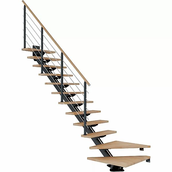 Dolle Mittelholmtreppe Sydney 13 Stufen Buche 1/4gew. Metall Anthrazit FSC® günstig online kaufen