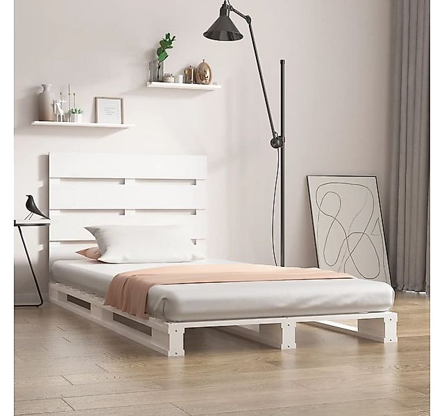 vidaXL Bett, Massivholzbett ohne Matratze Weiß 100x200 cm Kiefernholz günstig online kaufen