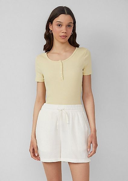 QS Kurzarmshirt T-Shirt Geripptes T-Shirt mit Knopfleiste günstig online kaufen