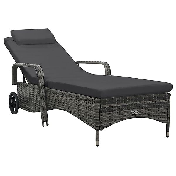 vidaXL Gartenliege Sonnenliege mit Rädern Poly-Rattan günstig online kaufen