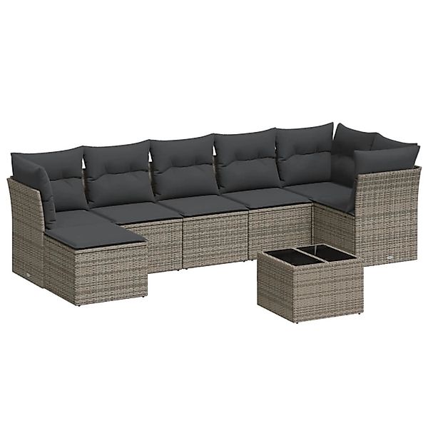vidaXL 8-Tlg Garten-Sofagarnitur mit Kissen Grau Poly Rattan 3217980 günstig online kaufen