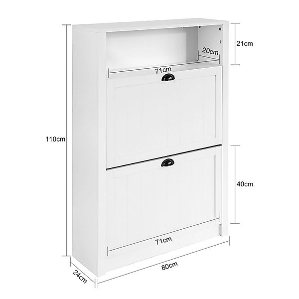 SoBuy Schuhschrank FSR87 Schuhkipper schmal mit 2 Klappen Schuhregal mit 4 günstig online kaufen